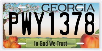 GA license plate PWY1378
