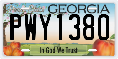 GA license plate PWY1380