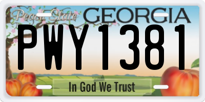 GA license plate PWY1381