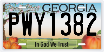 GA license plate PWY1382