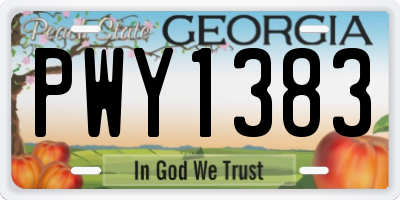 GA license plate PWY1383
