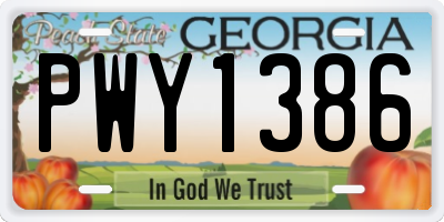 GA license plate PWY1386