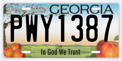 GA license plate PWY1387