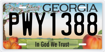 GA license plate PWY1388