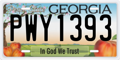 GA license plate PWY1393