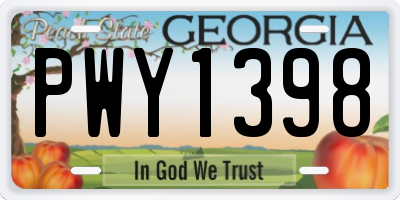 GA license plate PWY1398