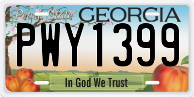GA license plate PWY1399