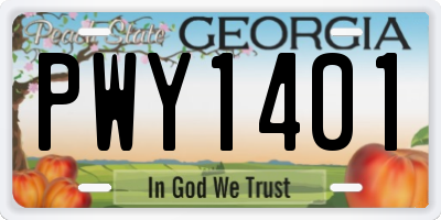 GA license plate PWY1401