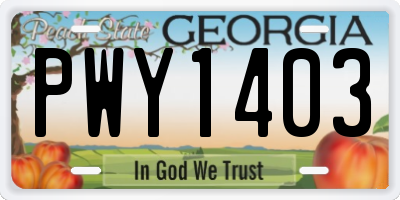 GA license plate PWY1403