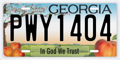 GA license plate PWY1404
