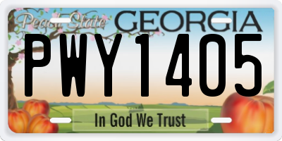 GA license plate PWY1405