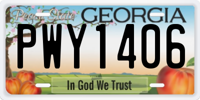 GA license plate PWY1406