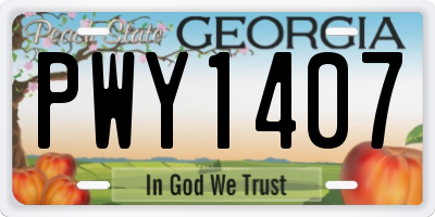 GA license plate PWY1407
