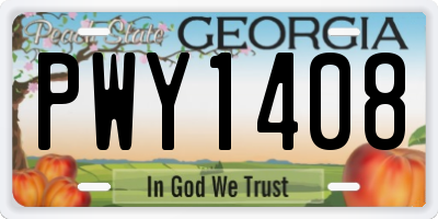 GA license plate PWY1408