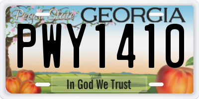 GA license plate PWY1410