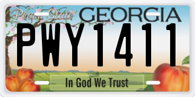 GA license plate PWY1411