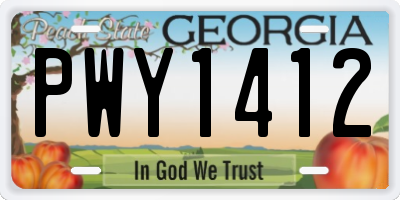 GA license plate PWY1412