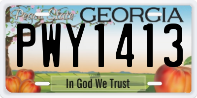 GA license plate PWY1413