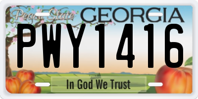GA license plate PWY1416