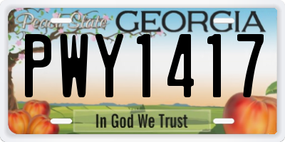 GA license plate PWY1417
