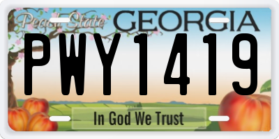 GA license plate PWY1419