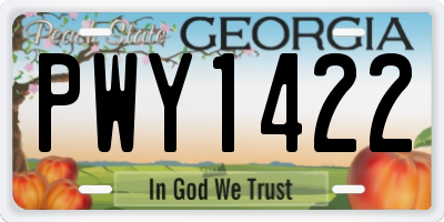 GA license plate PWY1422