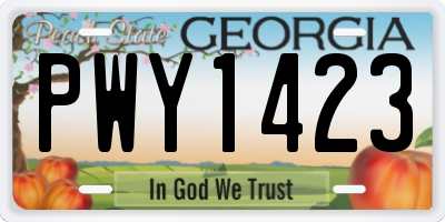 GA license plate PWY1423