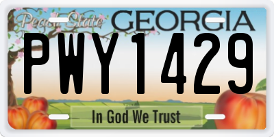 GA license plate PWY1429