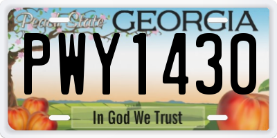 GA license plate PWY1430