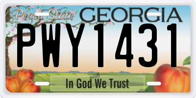 GA license plate PWY1431