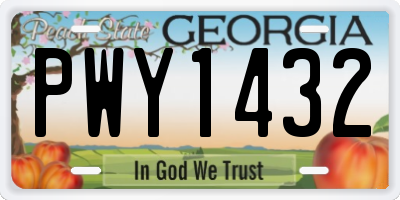 GA license plate PWY1432