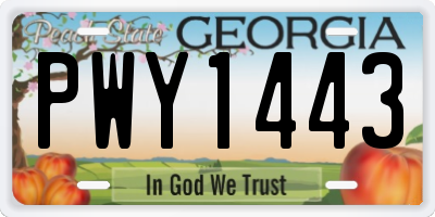 GA license plate PWY1443