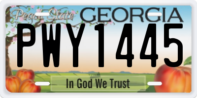 GA license plate PWY1445