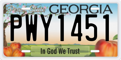 GA license plate PWY1451