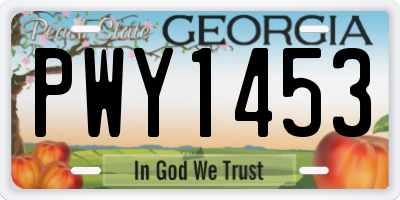 GA license plate PWY1453