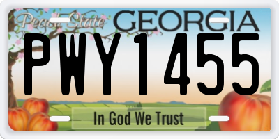 GA license plate PWY1455