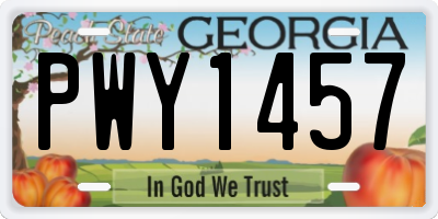 GA license plate PWY1457