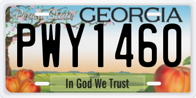 GA license plate PWY1460