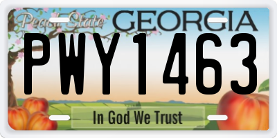 GA license plate PWY1463