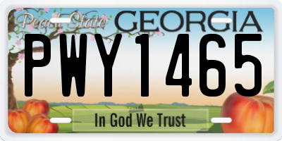 GA license plate PWY1465