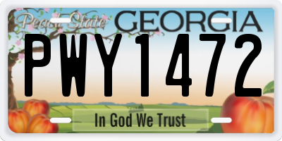 GA license plate PWY1472