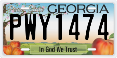 GA license plate PWY1474