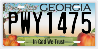 GA license plate PWY1475