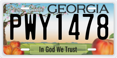 GA license plate PWY1478