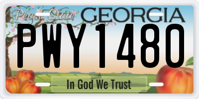 GA license plate PWY1480