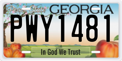 GA license plate PWY1481
