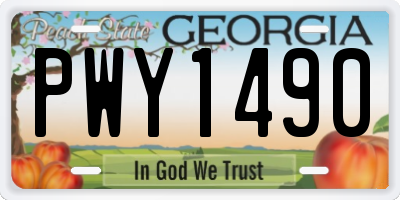 GA license plate PWY1490