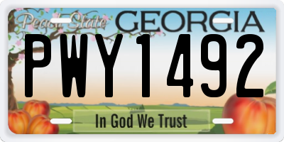 GA license plate PWY1492