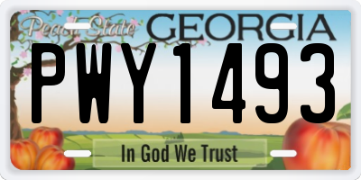 GA license plate PWY1493