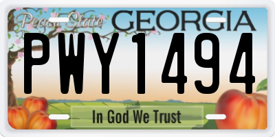 GA license plate PWY1494
